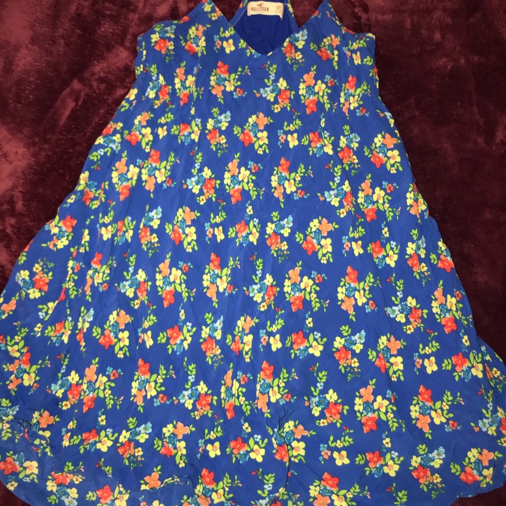 Hollister flowered blue dress mid thigh size xs